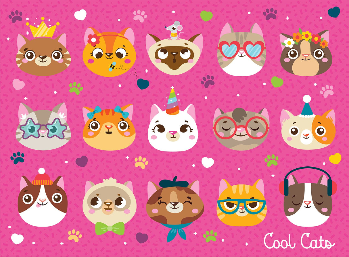 Chuckle & Roar - Cool Cats Puzzle - Engaging and Educational Puzzles for Kids - Larger Pieces Designed for Preschool Hands - 100 PC Jigsaw Puzzle Chuckle & Roar