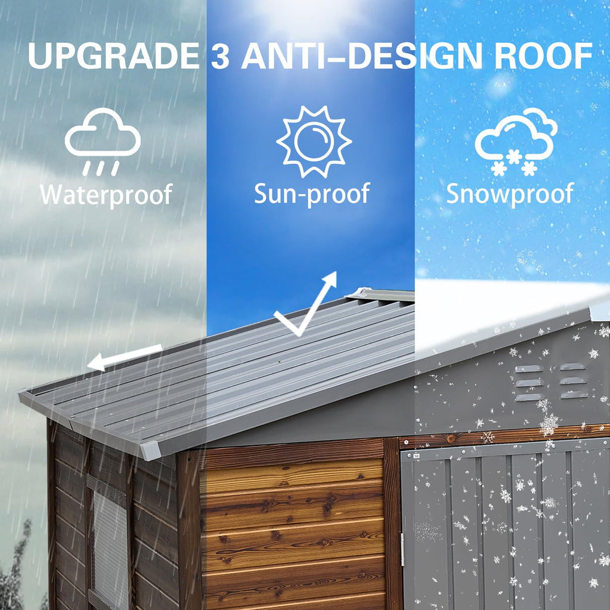 8x6 FT Outdoor Storage Shed, Wood Metal Utility Tool Shed Storage House with Door and Lock, Wooden Sheds Outdoor Storage for Garden,Patio,Lawn,Poolside AEMSOFK