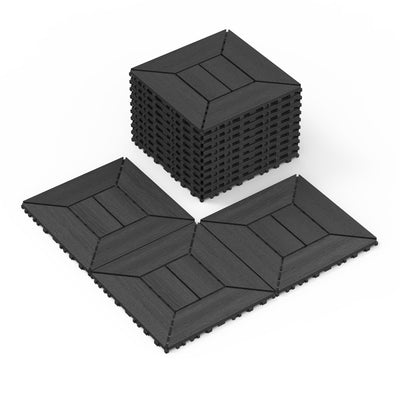 Zynaro 44 Pcs Plastic Interlocking Decking Tiles, 12'' x 12'' All-Weather Use Deck Tiles for Porch, Poolside, Balcony, Backyard, Indoor & Outdoor (Dark Grey, 44 Square Ft)
