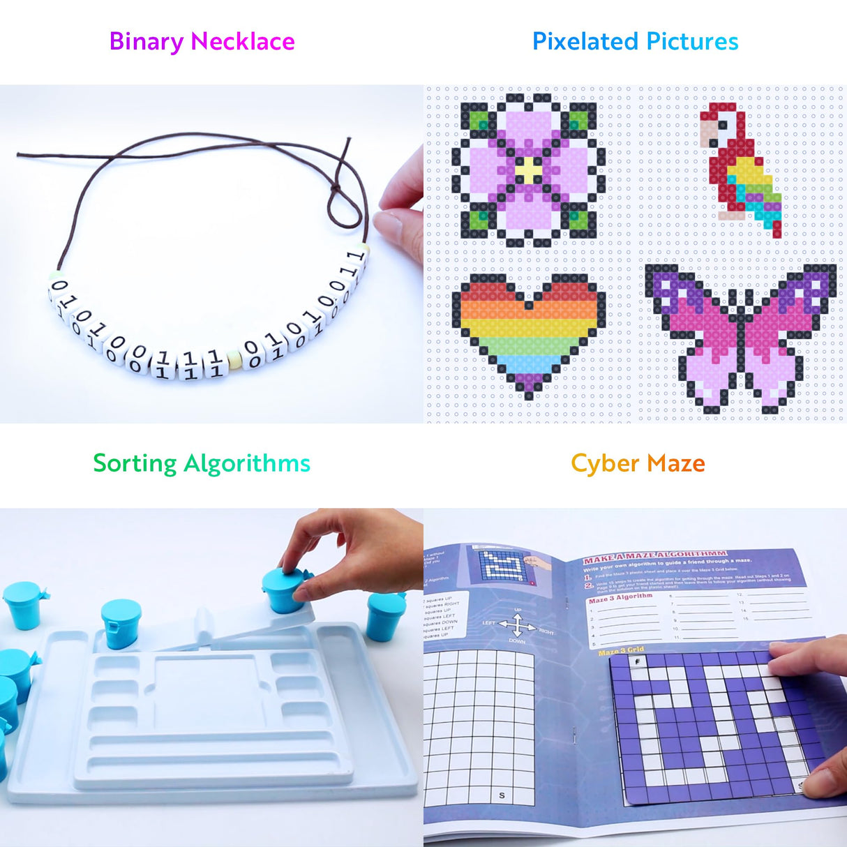 Playz My First Coding & Computer Science Kit - Learn About Binary Codes, Encryption, Algorithms & Pixelation Through Fun Puzzling Activities Without Using a Computer for Boys, Girls, Teenagers, Kids Playz
