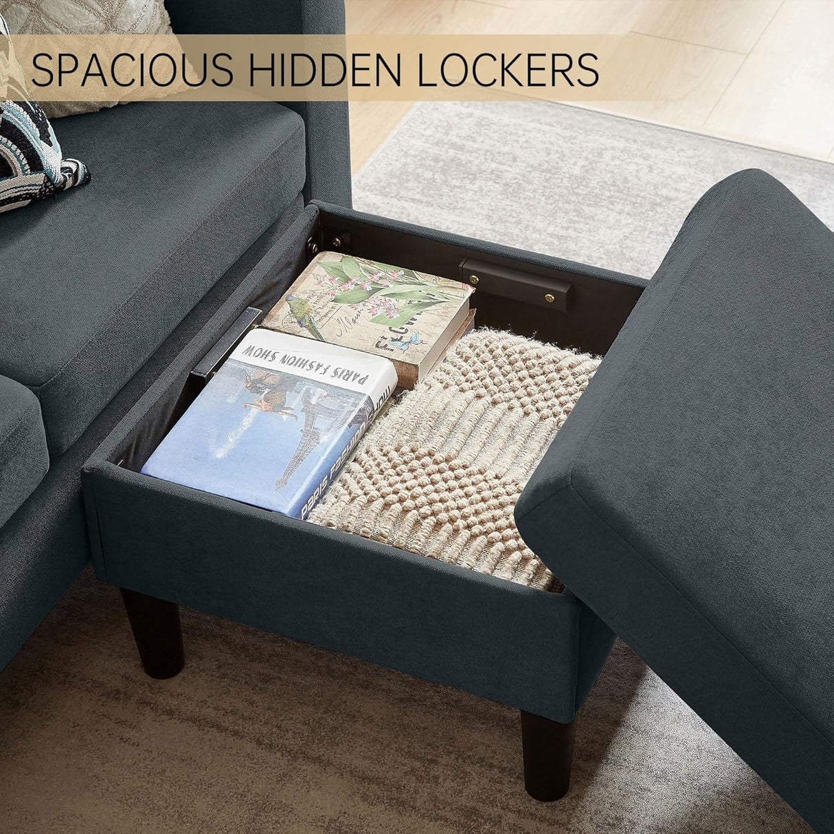 Pingliang Home 2 Piece Comfy Couch Set, 3 Seater & 2-Seater Sofa and Loveseat Set with Ottoman, Modern Sofa Sets for Living Room/Apartment/Office, Dark Grey Pingliang Home