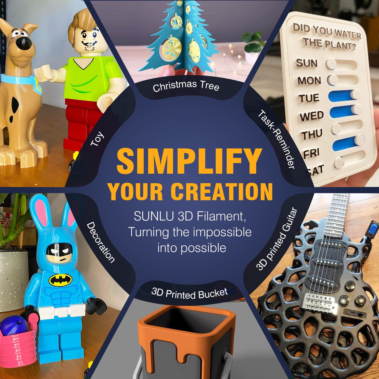 SUNLU 4KG 3D Printer Filament Bundle PLA Matte 1.75mm, Neatly Wound Filament with Matte Finish, Print with 99% FDM 3D Printers, 1kg Spool (2.2lbs), 4 Packs, Black+Olive Green+Gray+Bright Yellow SUNLU