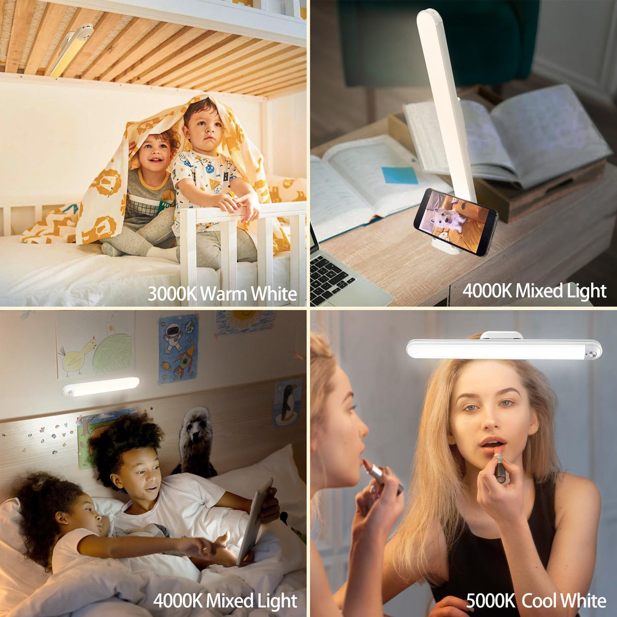 Bunk Bed Lights Dimmable Touch Light Bar Adjustable Color Temperature, Wireless Stick on Lighting for Kids, Wall Reading, Headboard Lamp, Bedroom, Closet, Under Cabinet, 30 LED 2200mAh Rechargeable KAGWON