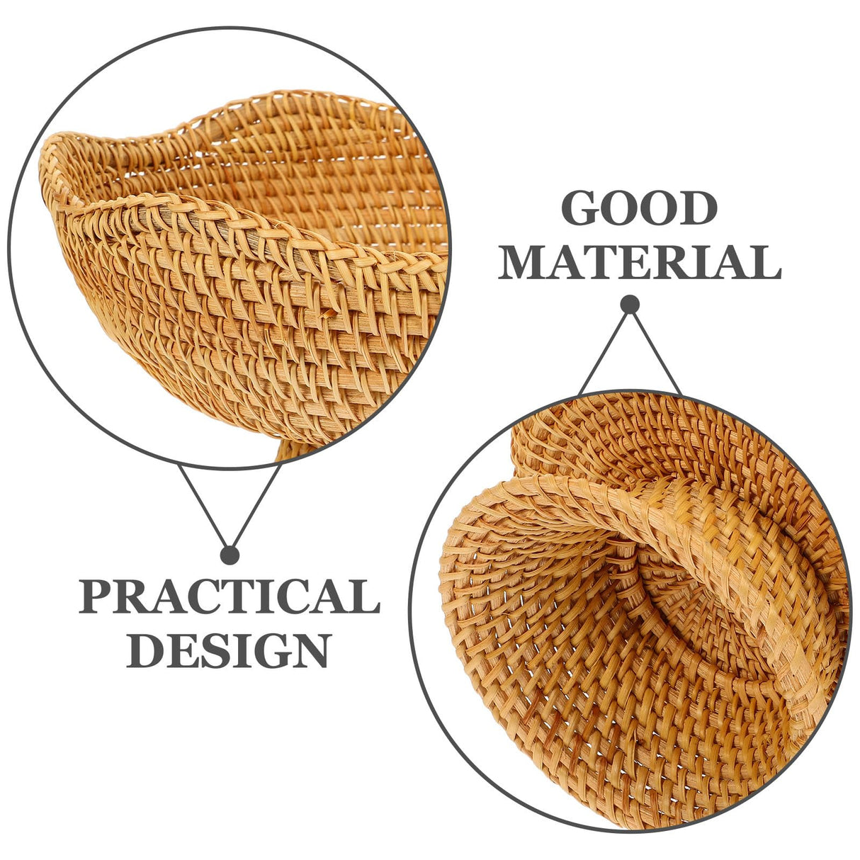 BRIGHTFUFU 5.5H*9.83W inch Rattan Fruit Plate Key Bowls Woven Snack Basket Snack Plate Tabletop Storage Tray Rattan Fruit Basket Decorative Pedestal Bowl Weaving Storage Holder Grocery Basket Dried Fr BRIGHTFUFU