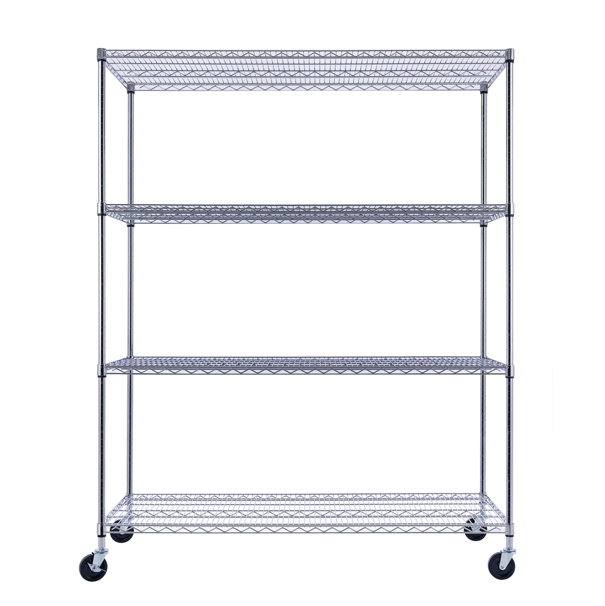 60" x 24" x 72" Chrome Silver 4-Tier Wire Shelving NSF 2400 LBS Max Capacity Heavy Duty Steel Storage Rack for Commercial, Residential, Warehouse, Stimulate Living