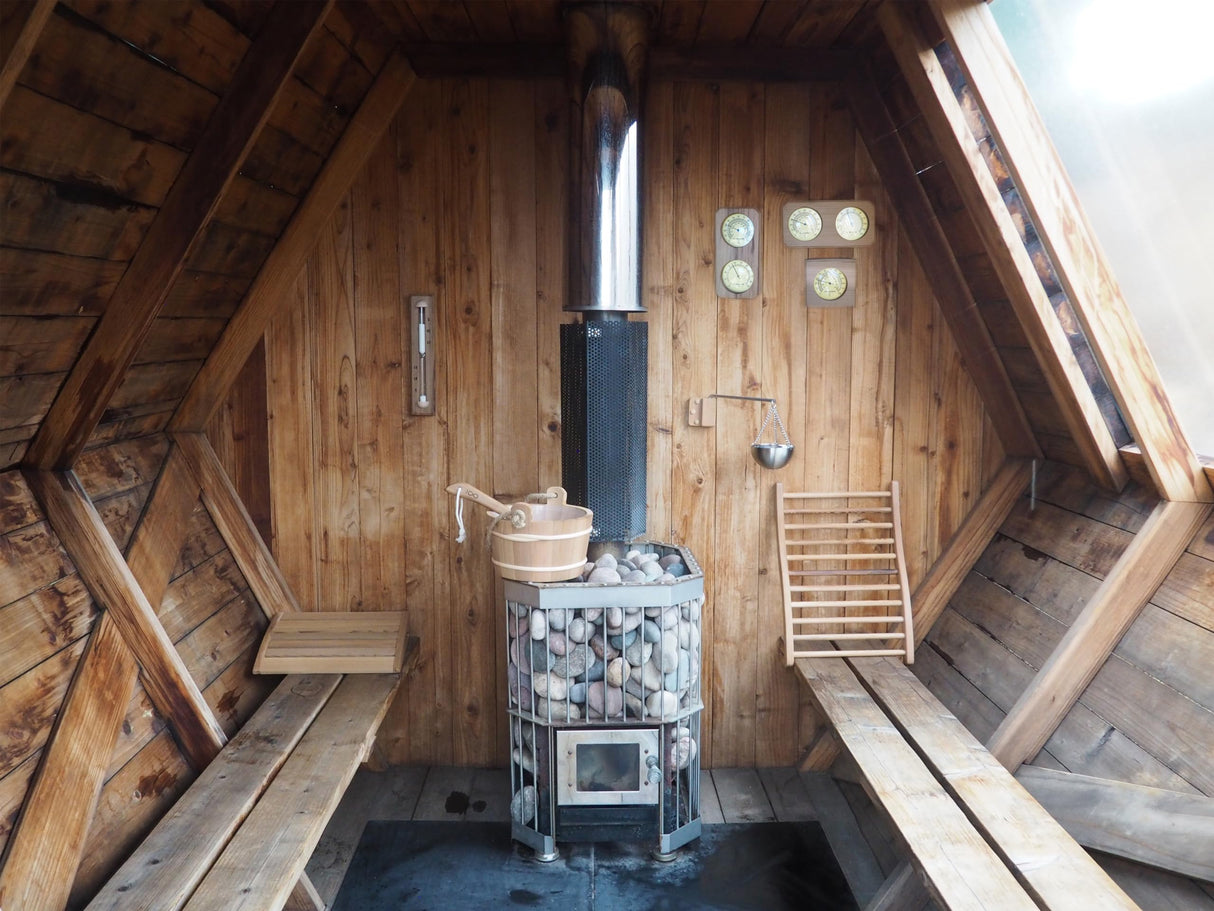 HSE Cedar Sauna Thermometer - Mechanical Thermometer with Minimalist Design and Glass Dials Home Sauna Experience