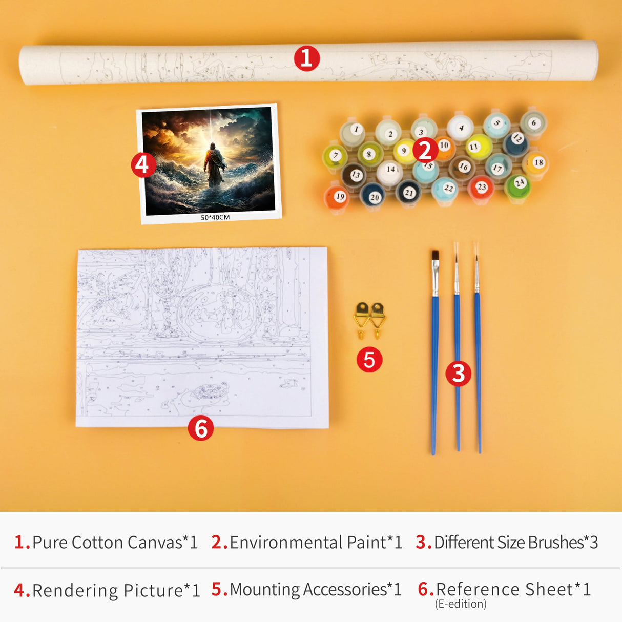 TUMOVO Jesus Paint by Numbers Kit, Figure of Jesus Walks on Water on Beautiful Sunset Paint by Numbers for Adults Kids with Brushes and Pigment, Oil Painting for Wall Decor, 16x20 Inch TUMOVO