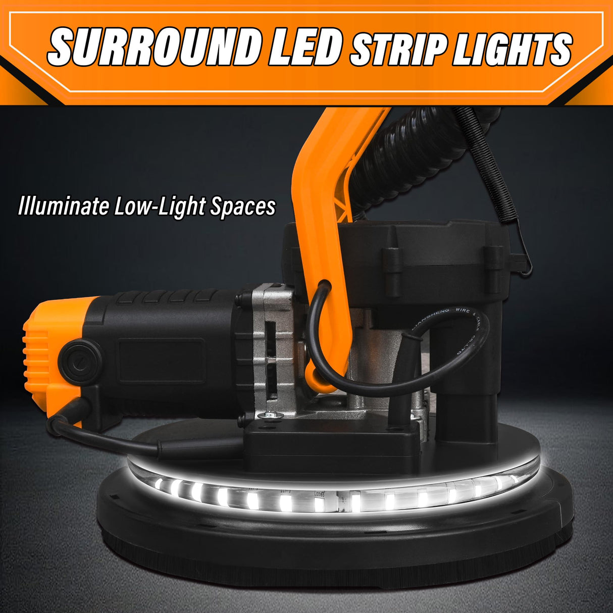 POPBULL Electric Drywall Sander (1050W) With Vacuum, Heavy Duty Drywall Sander with LCD Digital Display,9 Variable Speed 800-2100RPM,Foldable & Extendable Handle,12pcs Sanding Discs,Wood Floor etc POPBULL