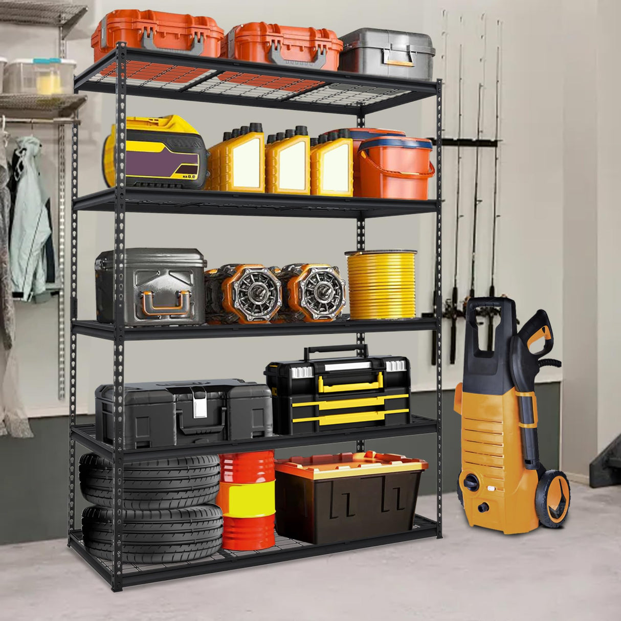 KOKEBREN Heavy Duty Storage Shelves 60x24x78 in, 2500Lbs Adjustable Metal Shelving for Garage Organization, Durable Garage Shelving Easy Assemble KOKEBREN