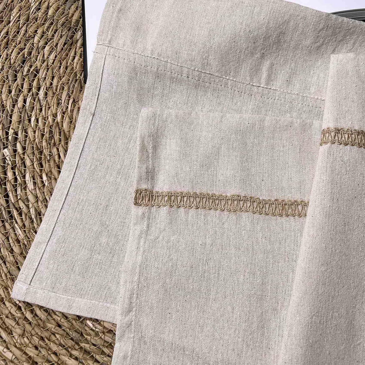 2 Pack Cotton Linen Valance for Windows with Burlap Lace Trim Rustic Farmhouse 12 inch Kitchen Valance Rod Pocket Neutral Short Curtain Topper Window Treatment Oindec