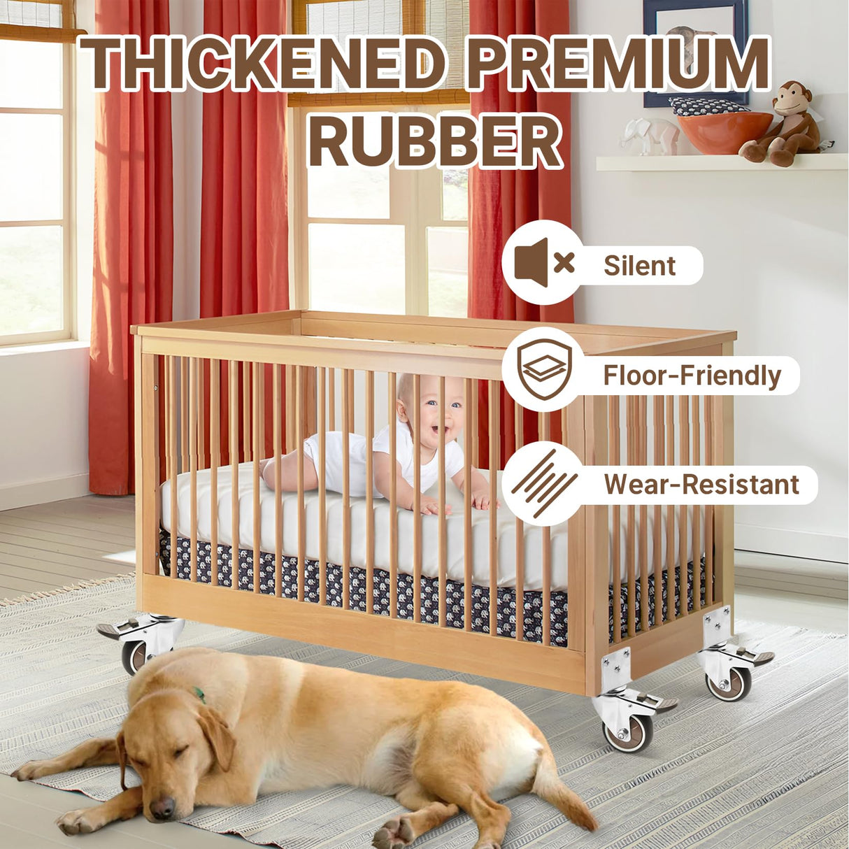 W B D WEIBIDA 3 Inch Side Mount Casters Wheels, L-Shaped Rubber Casters Set of 4, 360 Degree Ball Bearing Swivel Casters, Heavy Duty Casters Wheels for Workbench, Baby Beds, Cabinets, Tables W B D WEIBIDA