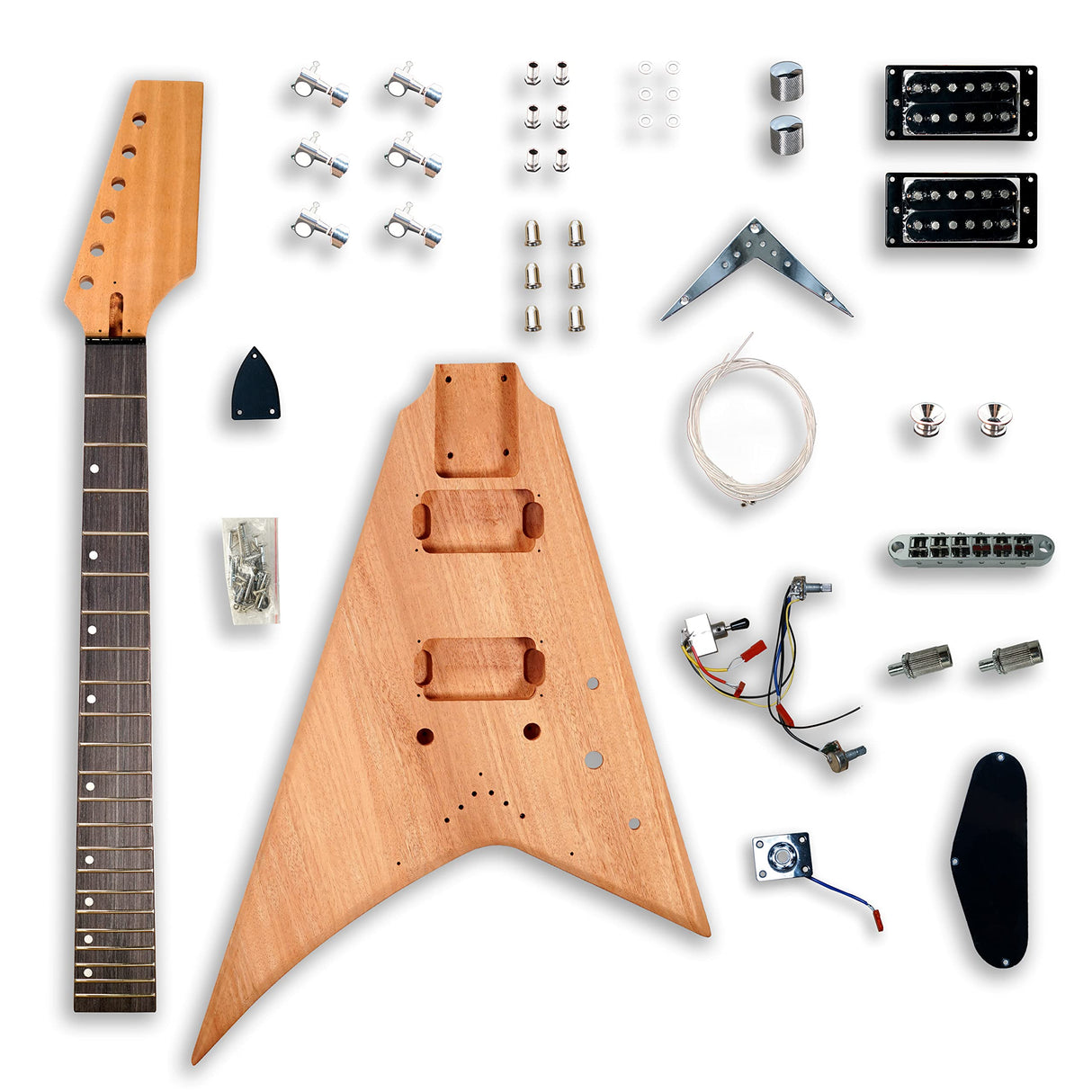 BexGears DIY SFV Electric Guitar Kits for V Electric Guitar Mahogany body Mahogany neck & composite ebony fingerboard You Build The Guitar BexGears