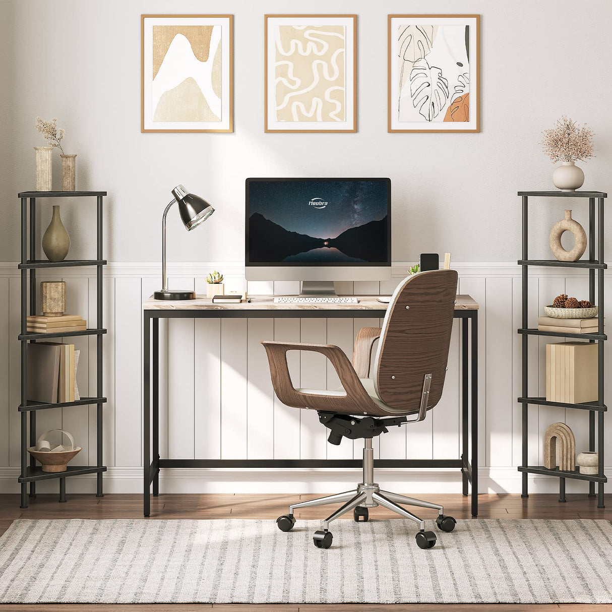 HOOBRO Corner Shelf Stand, Industrial 5-Tier Wall Corner Bookshelf with Metal Frame, Plant Corner Display Shelf, Corner Bookcase for Small Spaces, Bedroom, Living Room, Black BK33CJ01 HOOBRO