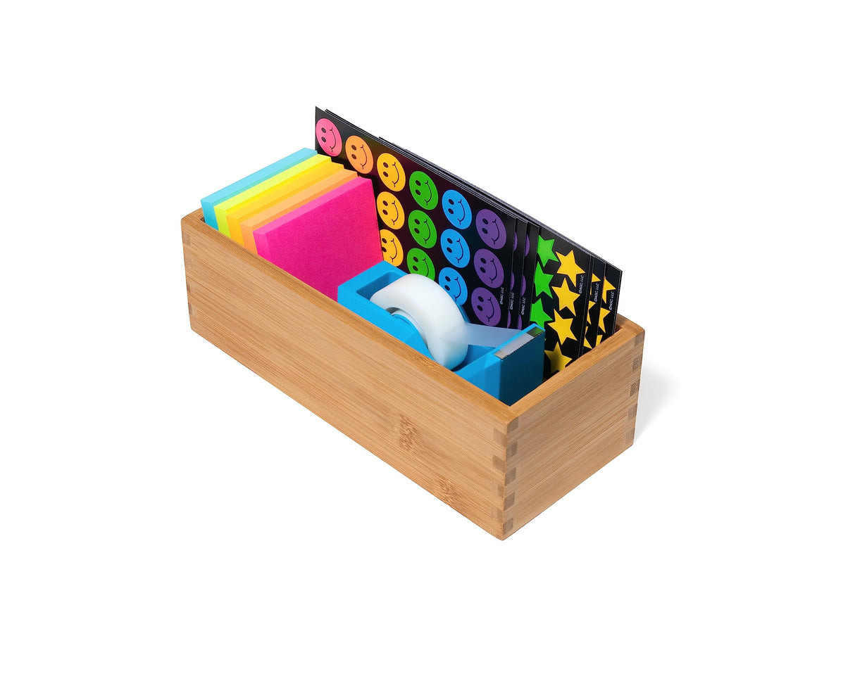 Lipper International Bamboo Wood Utensil Holder Storage Box for Cooking Tools, Makeup, or Office Supplies, 4" x 9 1/4" x 3" Lipper International