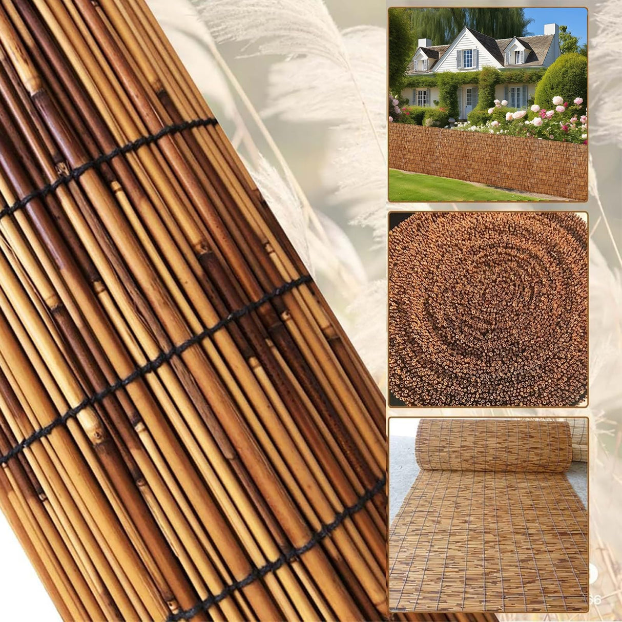 Bamboo Fencing, Natural Reed Fencing Rolls, Backyard Garden Fencing, Decorative Fences, Patio Privacy Wall Fencing Roll for Outdoor, Gallery, Restaurant, Hotel 2-6ft High(70*200cm(2.3*6.6ft)) HSPLXYT