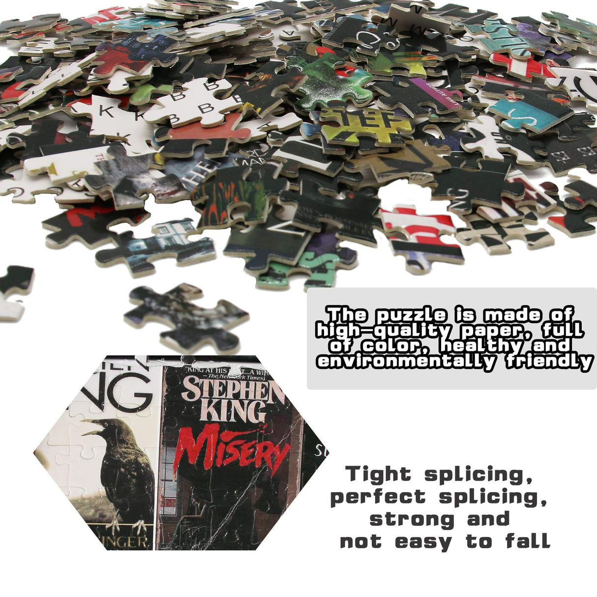 Stephen King Horror Novels 1000 Pieces Large Jigsaw Puzzles for Adults and Teens Ages 12 and Up Intellectual Puzzles Personalized Gift Ideal for DIY,Relaxation,Hobby,Entertainment 19.7x27.6 Inches BAIMAN