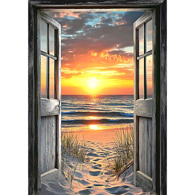 CEOVR Diamond Painting Kits for Adults, Beach Sunset Diamond Art Dots 5D Full Drill DIY Gem Art, Adult Crafts Kits Arts and Crafts, Wall Decor for Home Office 12x16in