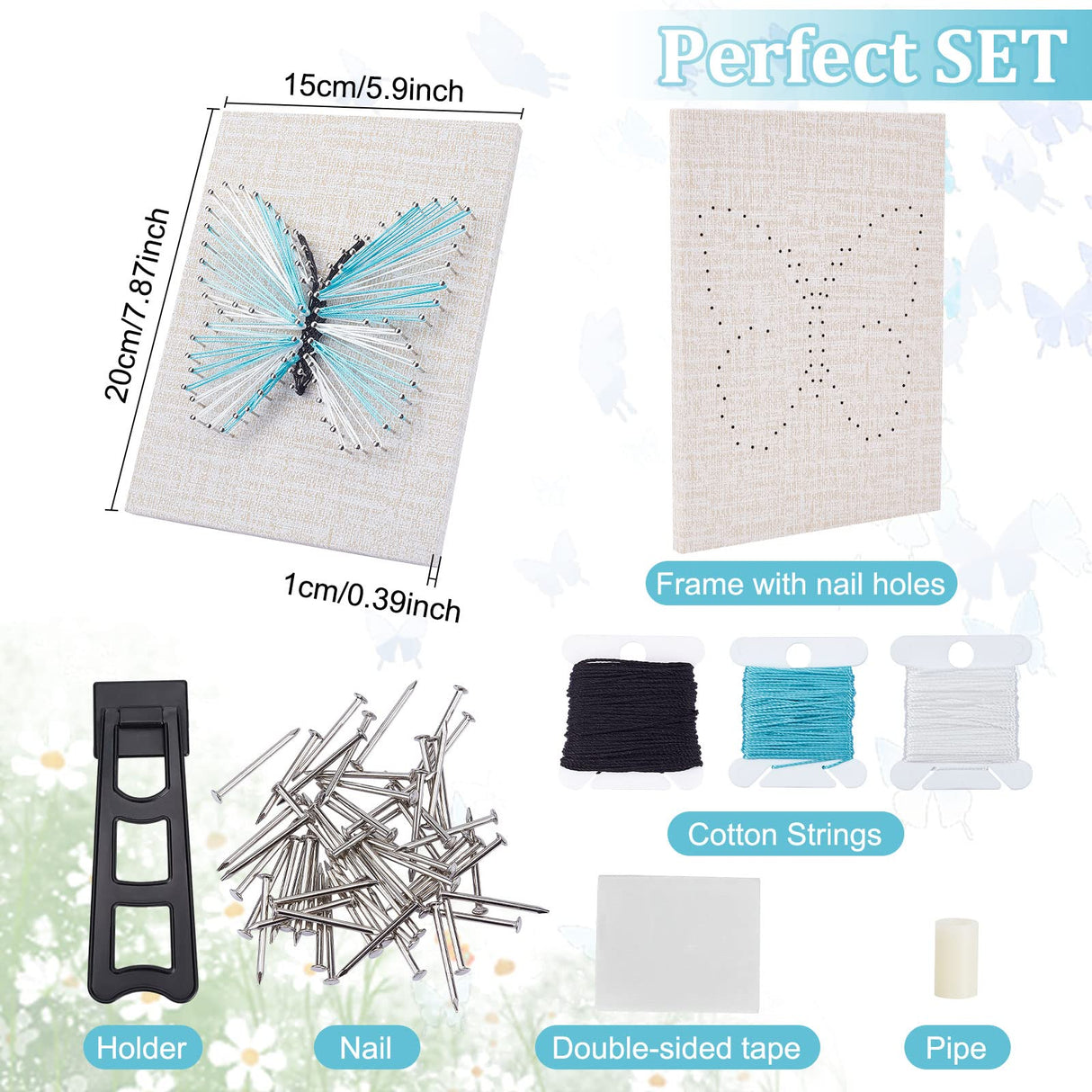 WEBEEDY DIY 3D String Art Kit for Adults Beginners, Butterfly Craft Kit, Include All Necessary Accessories and Frame, Christmas Home Wall Decorations Unique Gift WEBEEDY