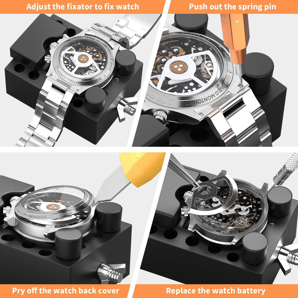 Watch Link Removal Kit, BYNIIUR Watch Repair Kit, Watch Case Opener Spring Bar Tools, Watch Battery Replacement Tool Kit, Watch Band Link Pin Tool Set with Carrying Case and Instruction Manual BYNIIUR