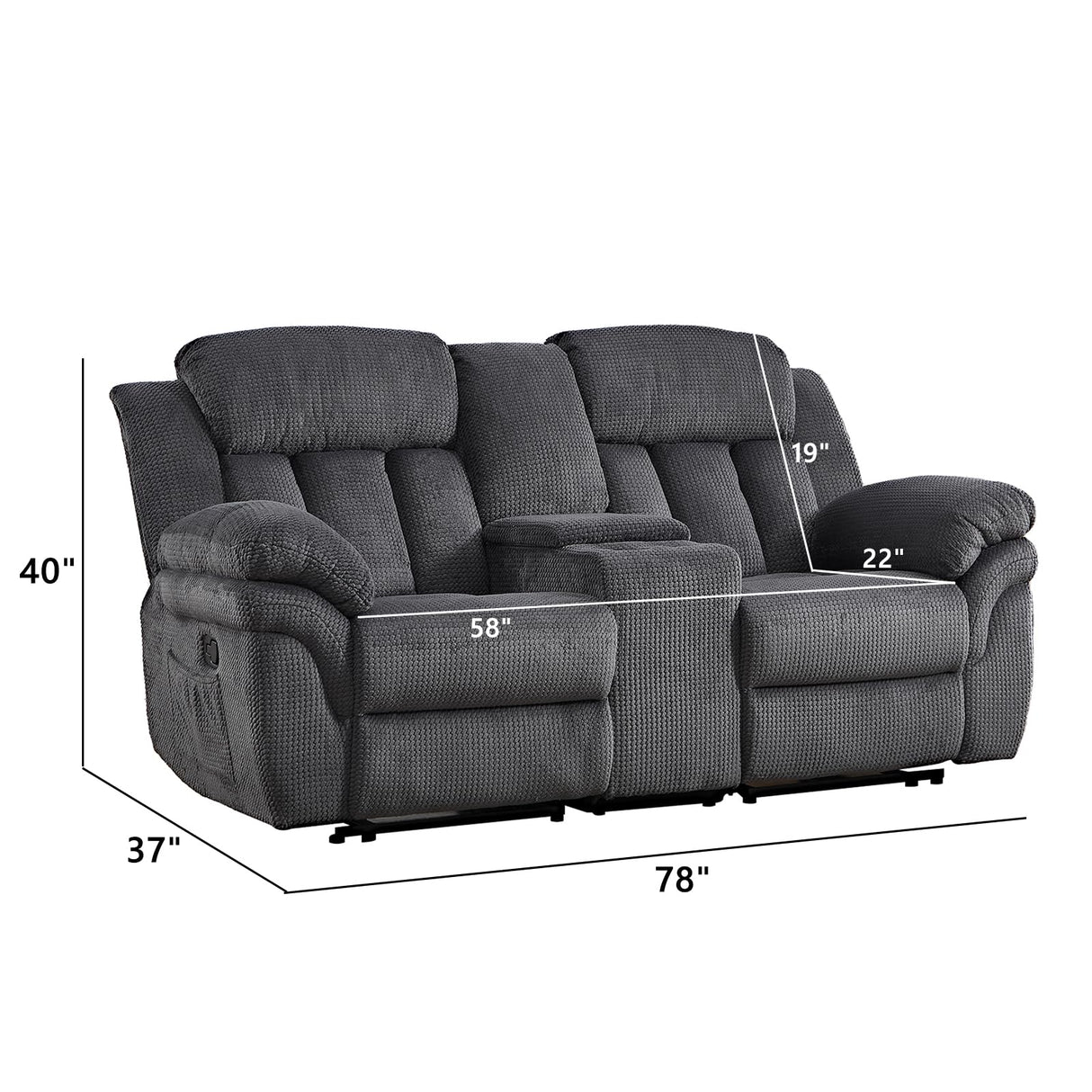 CANMOV Recliner Sofa Set, Manual Recliner Loveseat with Overstuffed Armrest for Living Room,Bedroom Furniture,Office,2 Seat Grey CANMOV