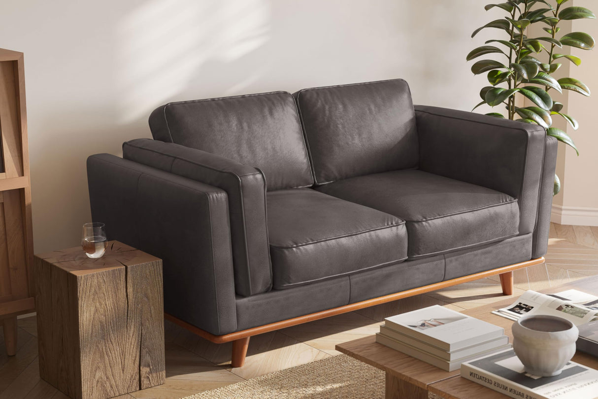 Valencia Artisan Full Leather Loveseat Sofa 66” - Pure Full Italian Nappa Leather Couch, Solid Wood Accent, Ultimate Comfort, Modern Grey VALENCIA THEATER SEATING