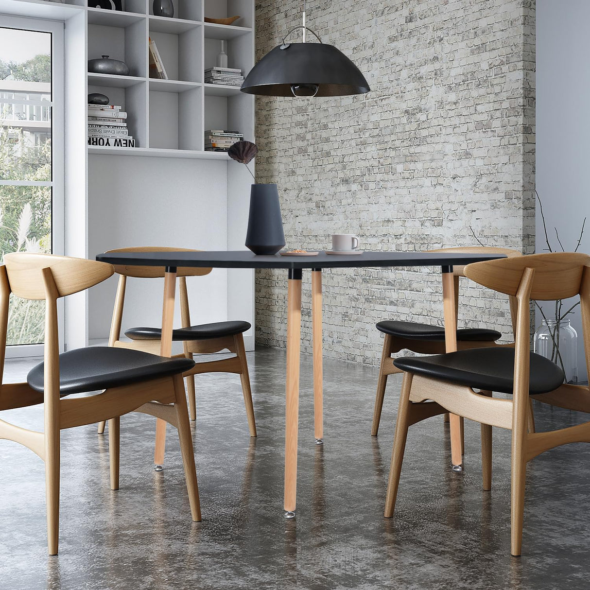 31.5 Inch Square Dining Table for 2-4 People, Modern Functional Table with Wooden Legs for Home Office Kitchen Dining Room Patio Small Spaces, Black FurnitureR