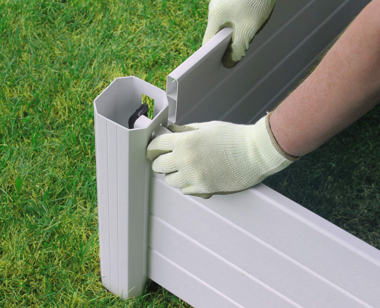 NuVue Products 26001 Premium Outdoor Raised Garden Bed for Growing Edible Plants and Flowers, BPA-Free Woodgrain Panel Elevated Planter Box, 48” L x 48” W x 15” H, White NuVue