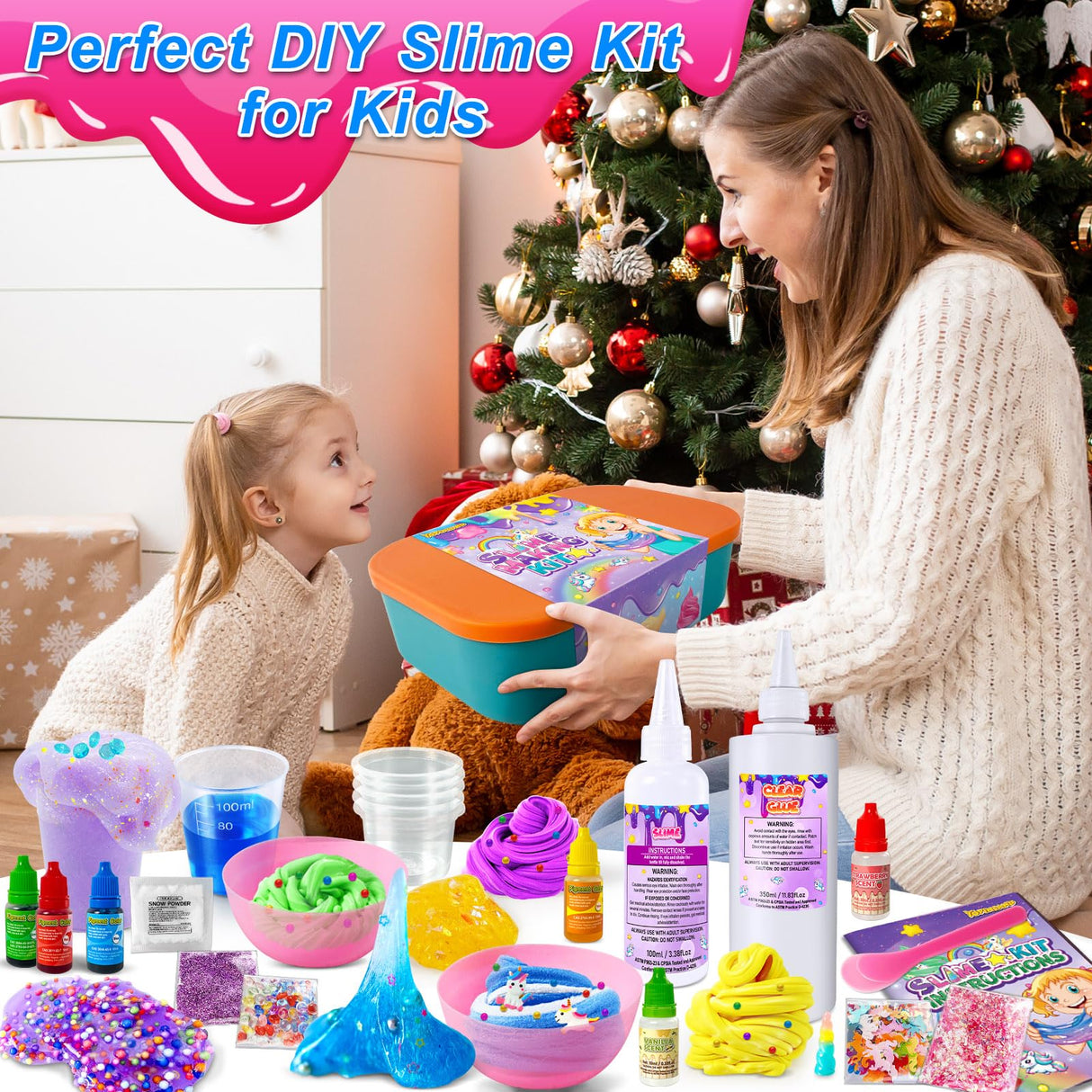 YOPINSAND DIY Slime Kit for Girls, Slime Making Kit for Girls 6-12, Glimmer Crunchy, Butter, Foam, Cloud Slime with Add-ins, Foam Balls, Charms, Party Favors Gift Toys for Kids YOPINSAND