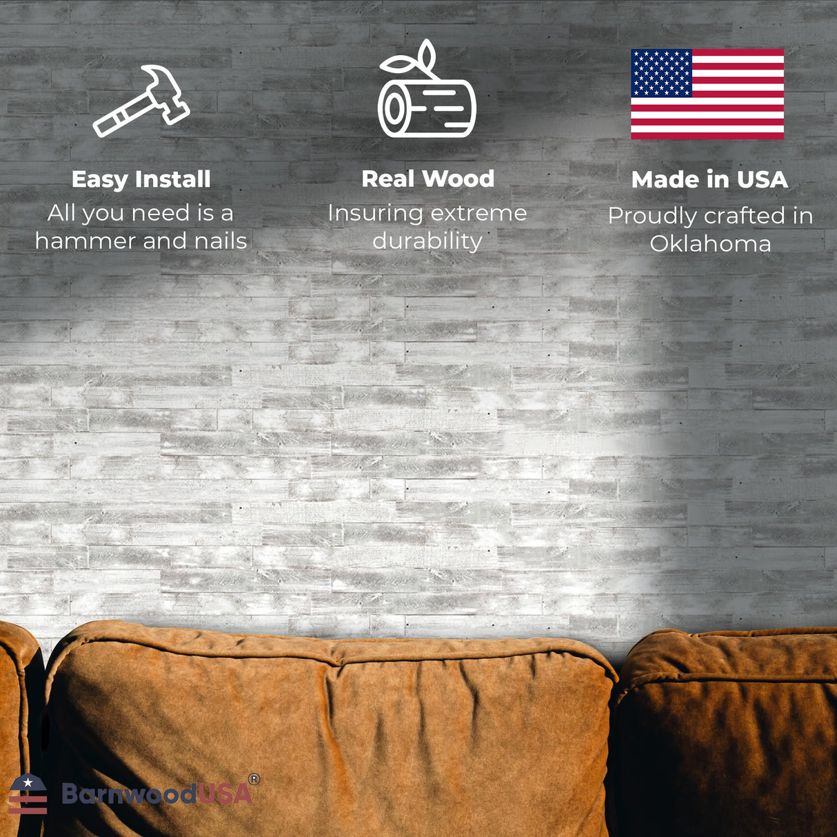 BARNWOODUSA Real Reclaimed Wood Planks - Easy Nail-Up Shiplap Panels for Rustic Wood Wall Paneling (White Wash, 3 Square Feet) BarnwoodUSA LLC