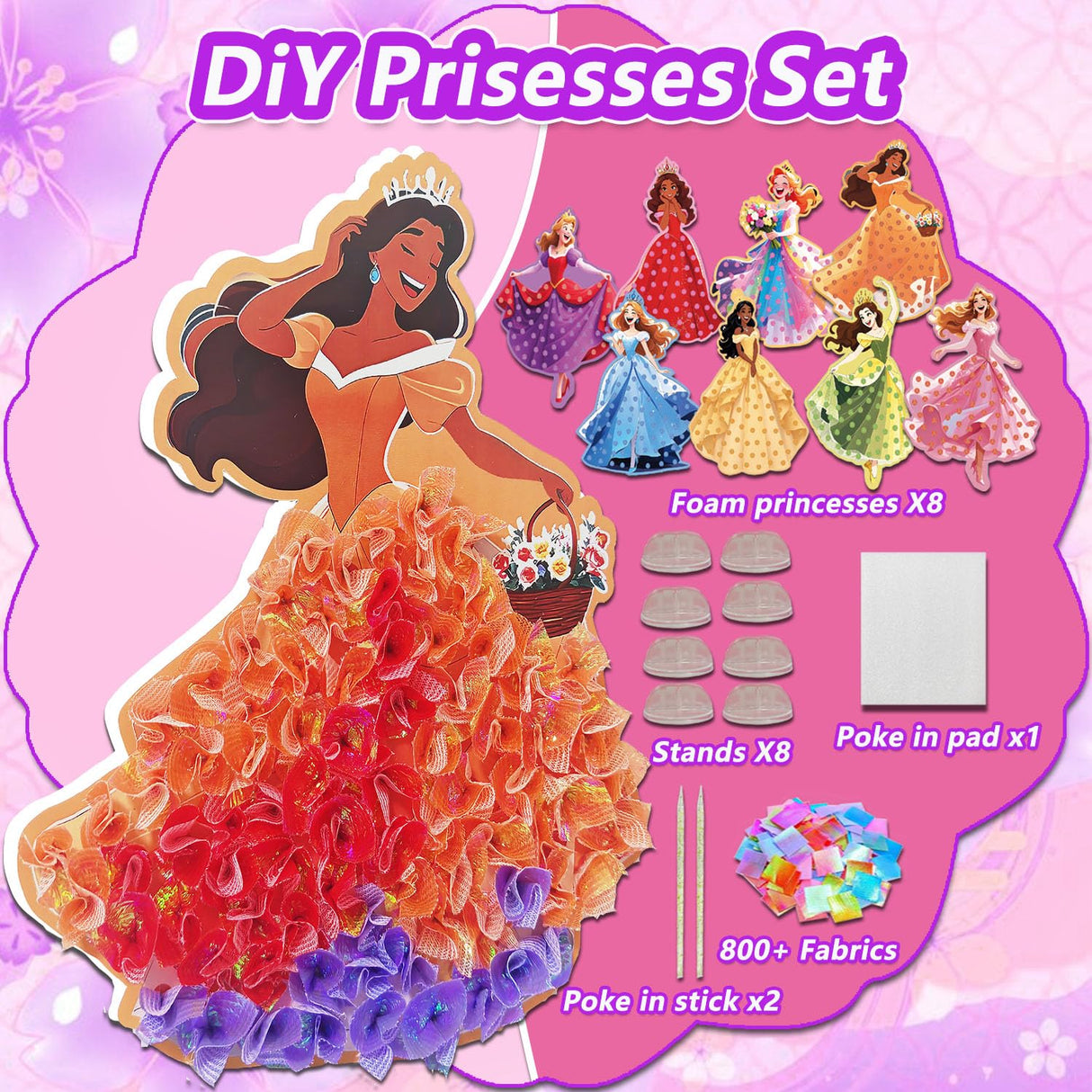 JRD&BS WINL DIY Princesses-Poke in Fun Art Kit for Kids Great Creative Activity for Kid Age 3 up Mess Free Art Set for 4-12 Year Old Craft Kit for Children Gifts for Girls&Boys (Princesses) JRD&BS WINL