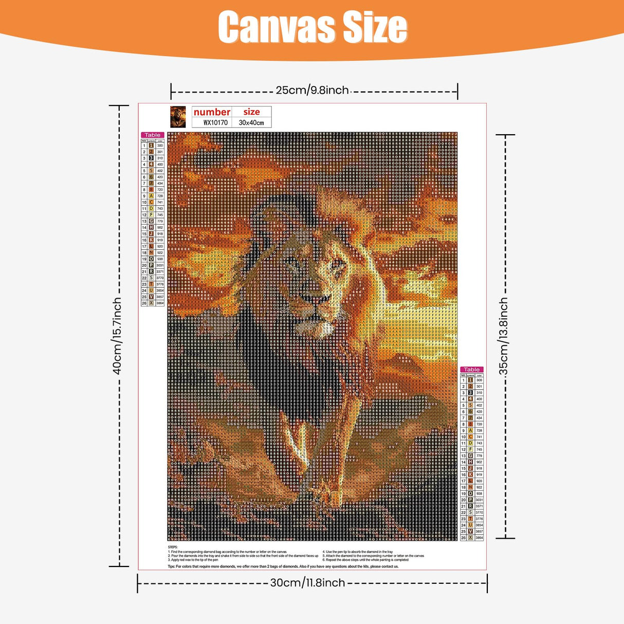 QENSPE Diamond Painting Kits for Adults,Lion Full Drill Diamond Art Diamond Dots Paintings for Beginners,Round 5D DIY Arts and Crafts for Home Wall Decor 12x16 inch QENSPE
