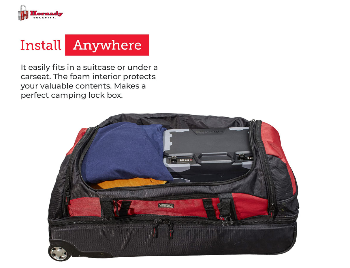Hornady Treklite Combination Lock Box XXL, 95260 - Travel Safe Lightweight Gun Lock Box with Dual 4-Digit TSA Combination Locks - Protects Firearms, Ammo, & Valuables - 12.2 x 10.1 x 3.3 Inches Hornady