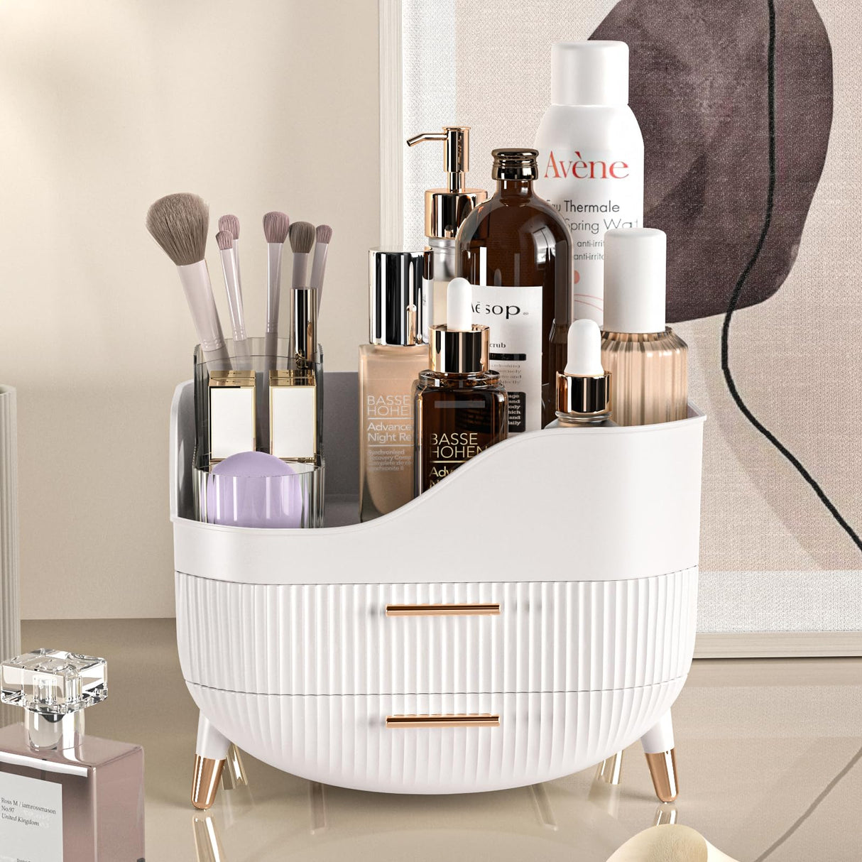 Pajiriona Makeup Organizer with Drawers,Skincare Organizer for Vanity,Storage Box with Handle,Large Cosmetic Display case for Dresser, Bathroom Countertop Pajiriona