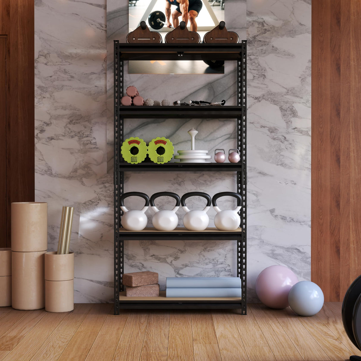 ZEUKMXOO 2400LBS Heavy Duty Shelves for Garage, 35.55''×16''×72'' Storage Shelves, Shelving Units Free Standing, Storage Racks and Shelving, Shelves Organizer ZEUKMXOO