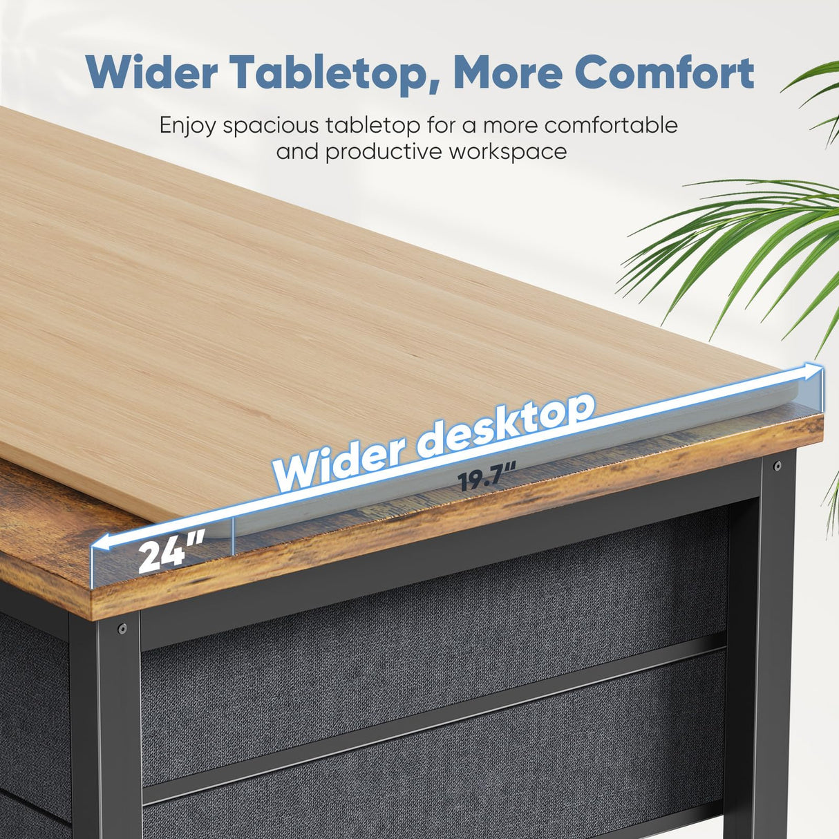 DUMOS Computer Desk with 2 Drawers, 40x24 Inch Office Desks with Shelf, Gaming Work Study Vanity Table with Storage 2-Tier Drawer for Living Room Bedroom Small Spaces,Antique Wood DUMOS