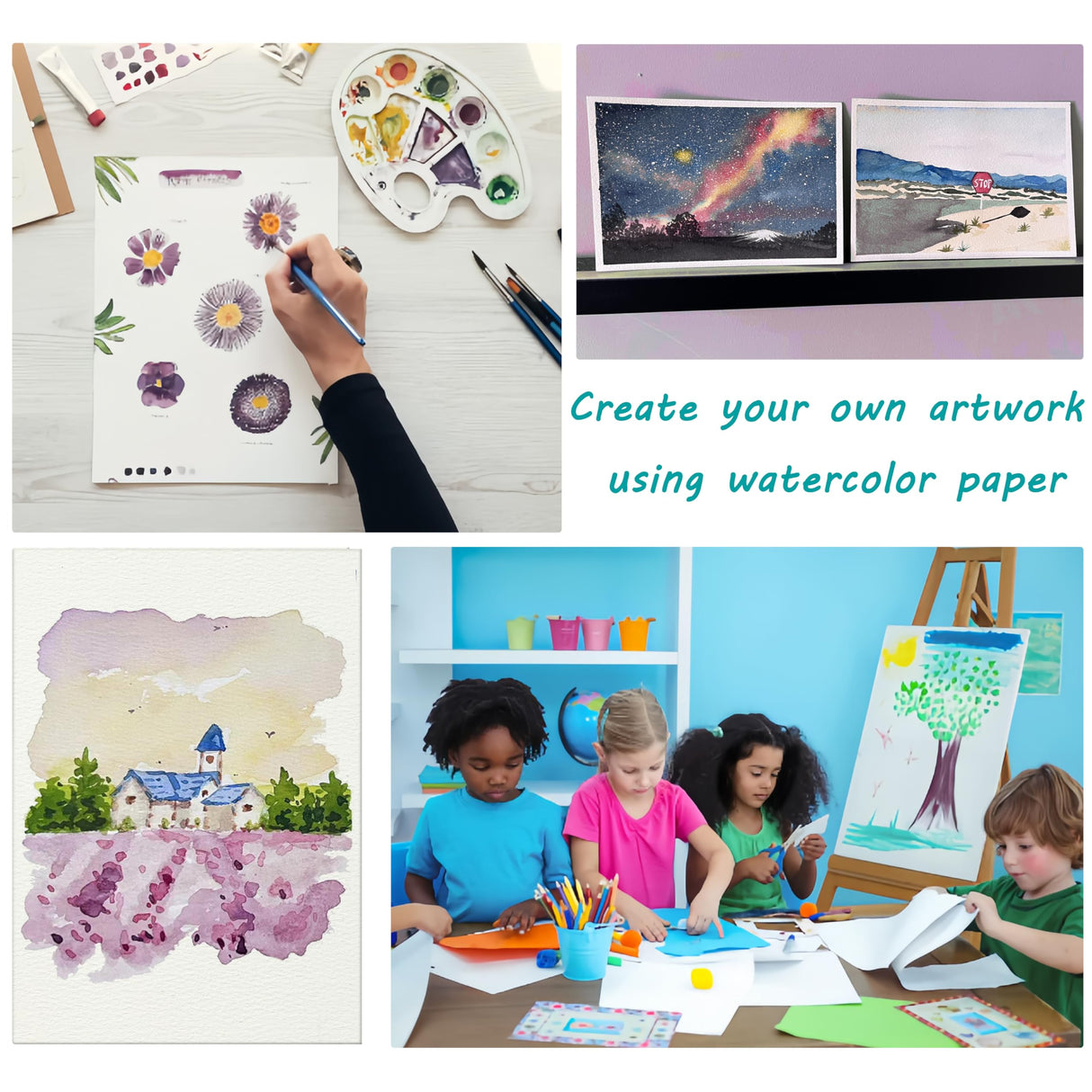 Silunkia 120 Sheets 100% Cotton Watercolor Paper 5 x 7 Inch, 140lb/300gsm Heavyweight Art Paper Cold Pressed Off White Paper for Kids Students Adults Beginner Artists Drawing Valentine Gift Cards Silunkia