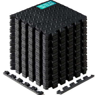 Yes4All Interlocking Exercise Foam Mats with Border – Interlocking Floor Mats for Gym Equipment – Eva Interlocking Floor Tiles - 36 Square Feet (36 Tiles) - Black