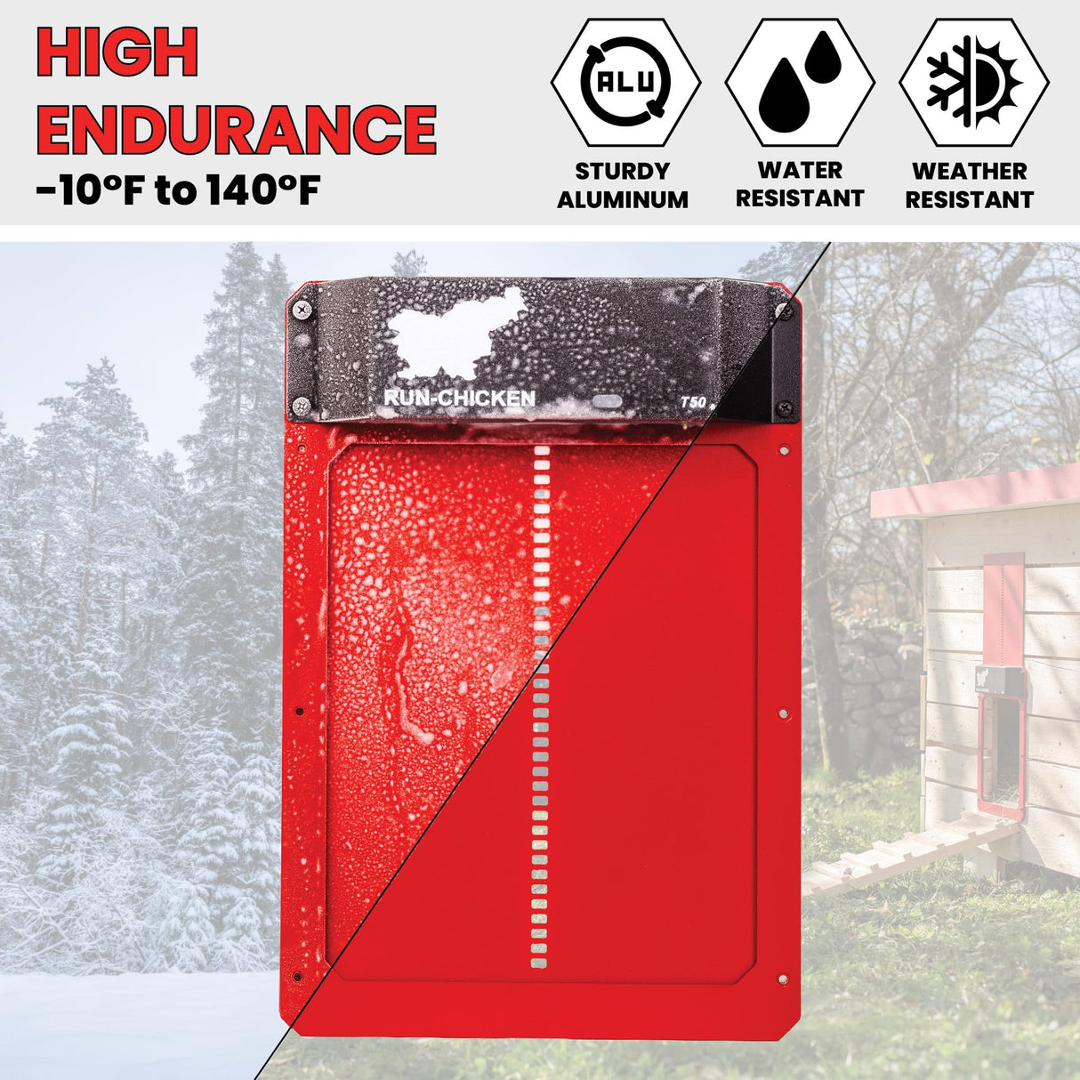 Run Chicken Door Model T50 (Red) RUN-CHICKEN