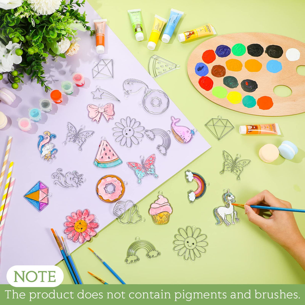 Lewtemi 36 Pcs Create Your Own Unicorn Window Art Suncatcher Kits for Kids Unicorn Craft Suncatcher Paint with 24 Suction Cups for Ornament Painting Kids Classroom Party Activities Lewtemi