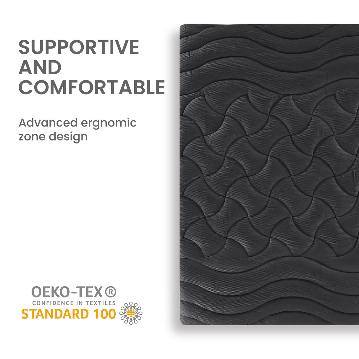 SLEEP ZONE Full Size Cooling Mattress Topper for Double Bed, Premium Zoned Cool Mattress Pad Cover, Padded Mattress Protector Breathable Washable, Deep Pocket 8-21" (Black, Full) SLEEP ZONE