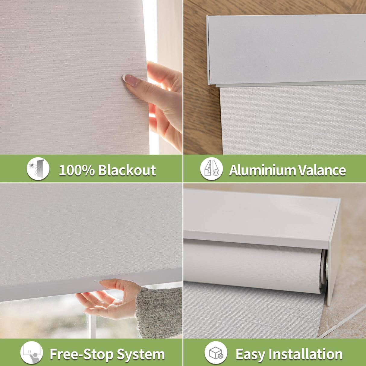 Pesalco 100% Blackout Cordless Roller Shades for Indoor Windows with Valance, Thermal Insulation & UV Protection, White 29" W x 72" H Pesalco