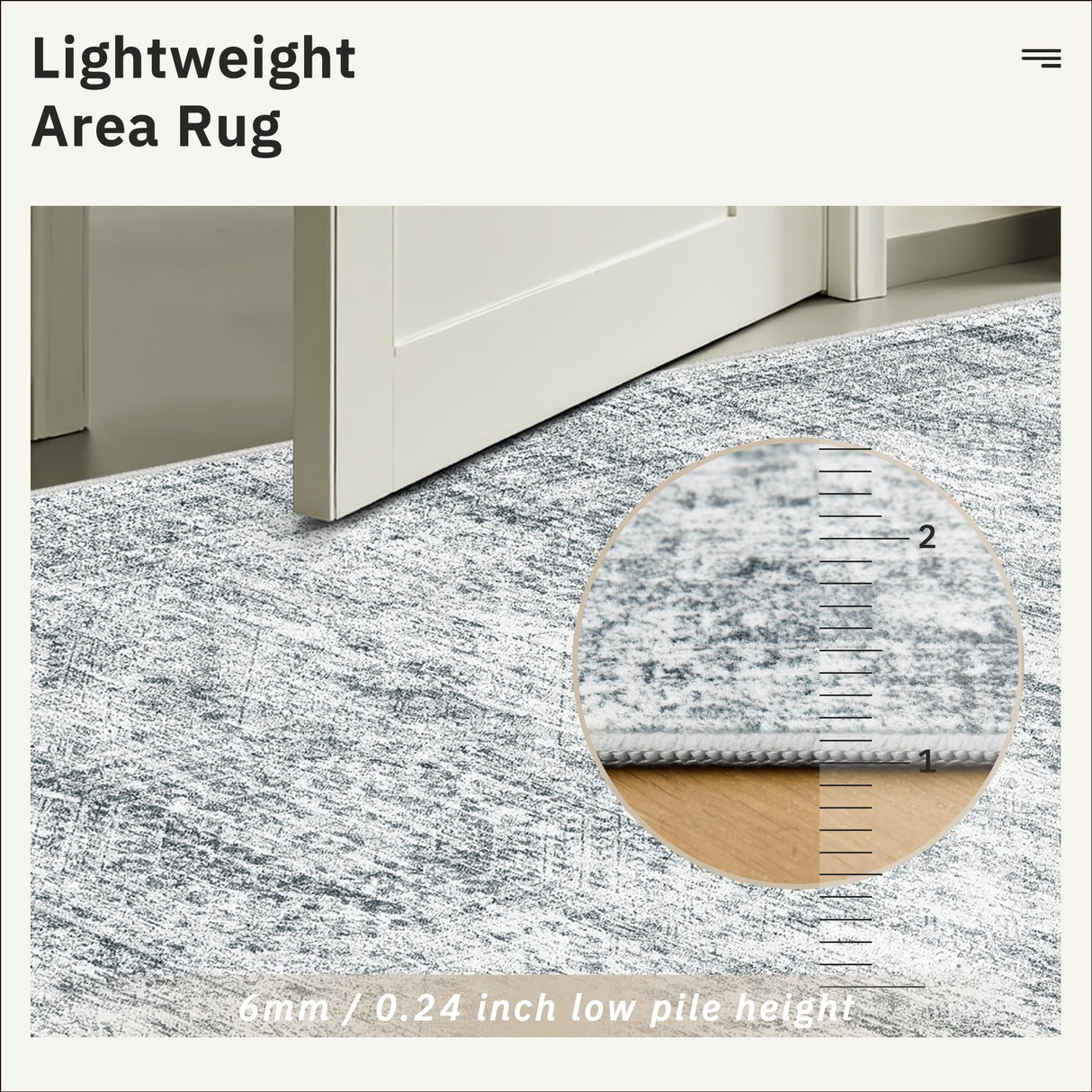 Soalmost Washable Area Rug 8x10, Large Soft Rugs for Living Room Farmhouse Vintage Gray Area Rugs for Bedroom Dining Room Non-Slip Stain Resistant Under Table Rug Grey Soalmost