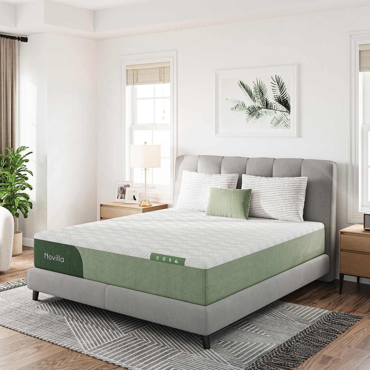 Novilla 12 Inch King Size Memory Foam Mattress with Cooling Gel Foam & Soft Cover for Spine Support & Pain Relief Medium Plush King Size Bed Mattress in a Box Novilla