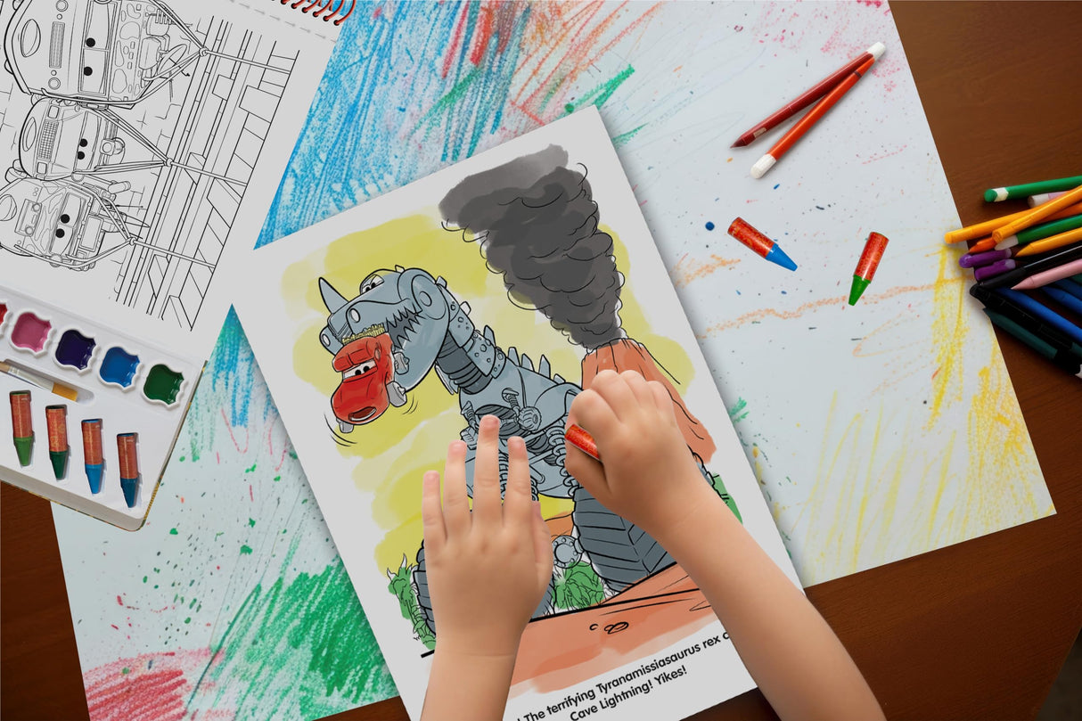 Disney/Pixar Cars on the Road Deluxe Poster Paint & Color - Coloring Book for kids, 80 illustrations, 10 watercolor paints, 12 crayons, 1 paint brush (Deluxe Poster and Paint) Phidal