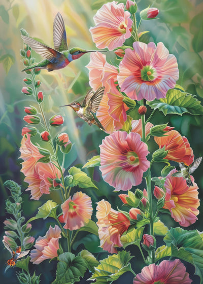 Flower Hummingbird Puzzle for Adults 1000 Pieces Nature, Pretty Bird Jigsaw Puzzle, Beautiful Floral Garden Puzzle