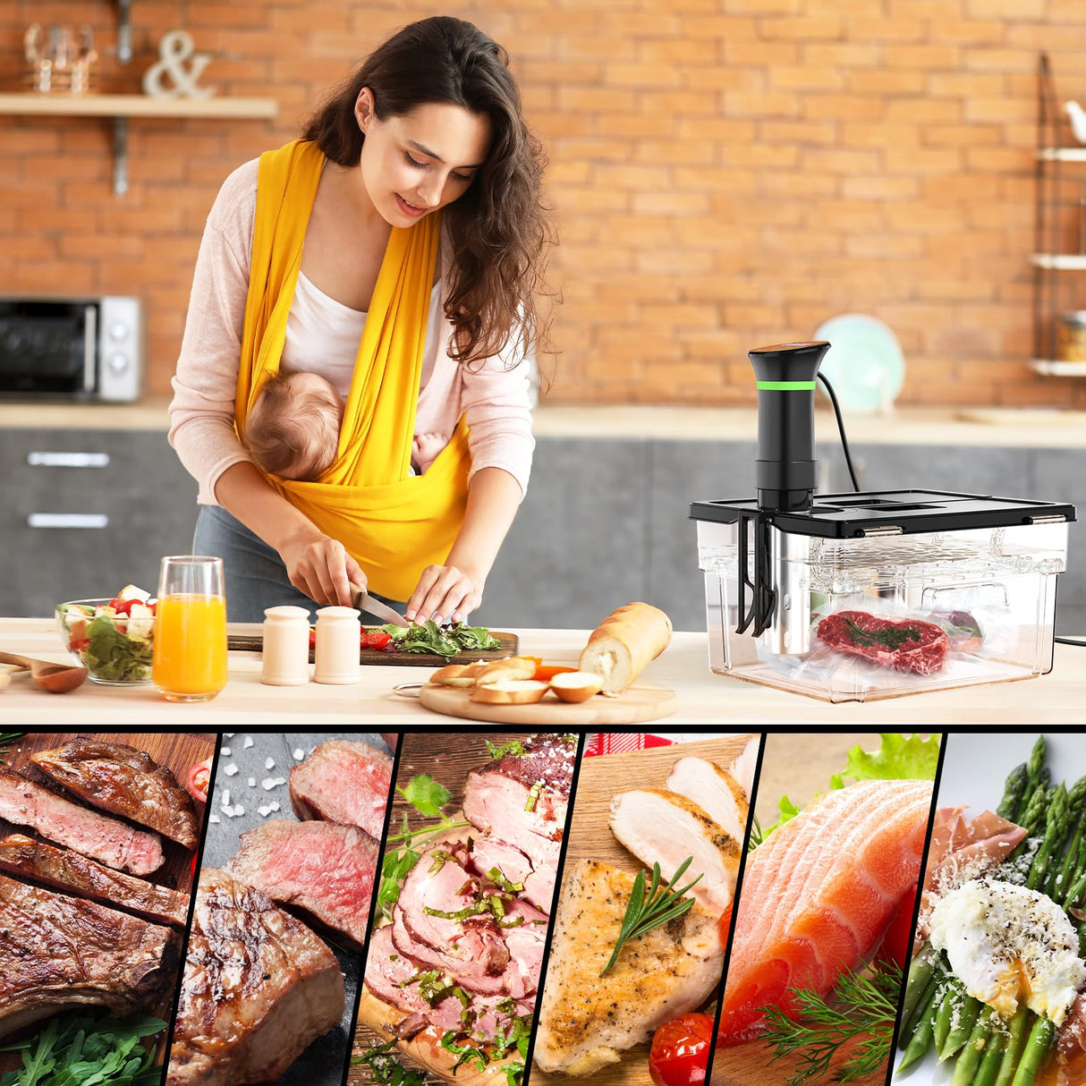 Sous Vide Machines, Immersion Circulators with Recipe, Temperature and Time Digital Display Control, 1000W Vpcok Direct