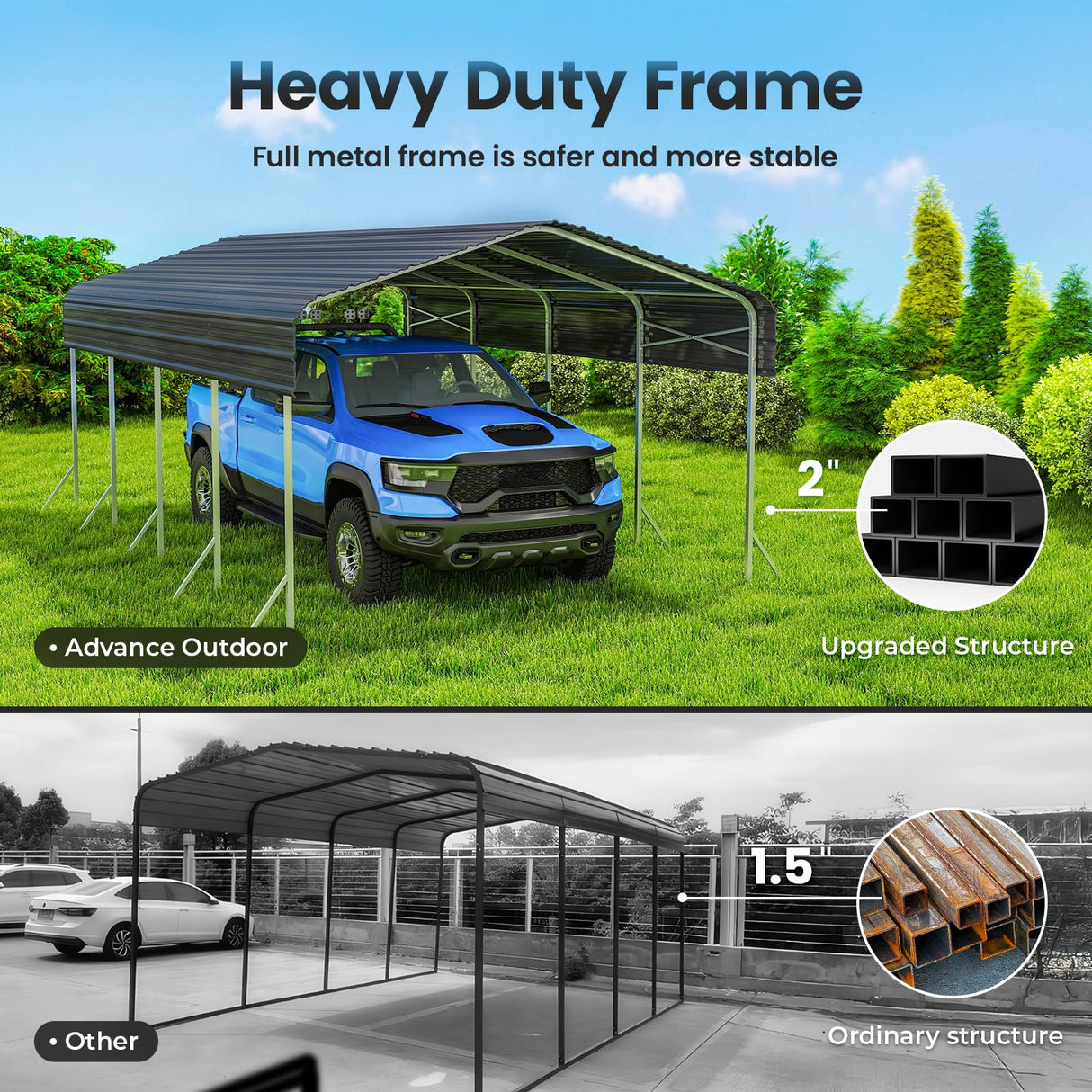 12x20 Ft Carport, Heavy Duty Metal Car Port, All-Weather Protection, Easy Assembly for Cars, Trucks, Boats, Tractors, and Outdoor Storage fuzzy-bird