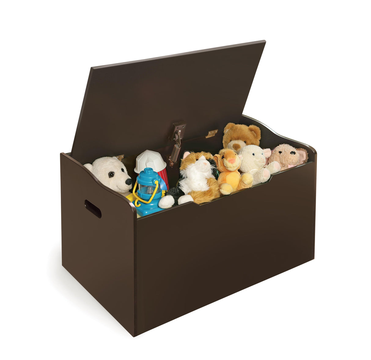 Badger Basket Kid's Wooden Toy Box and Storage Bench Seat with Safety Hinge - Espresso Badger Basket
