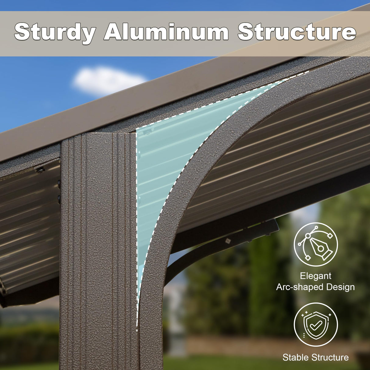 Domi 8x5FT Hardtop Grill Gazebo, Outdoor BBQ Gazebo with 2 Side Shelves and Ceiling Hook, Metal Grill Canopy with Galvanized Steel Double Roof for Patio Lawn Patio Backyard Deck, Brown domi outdoor living