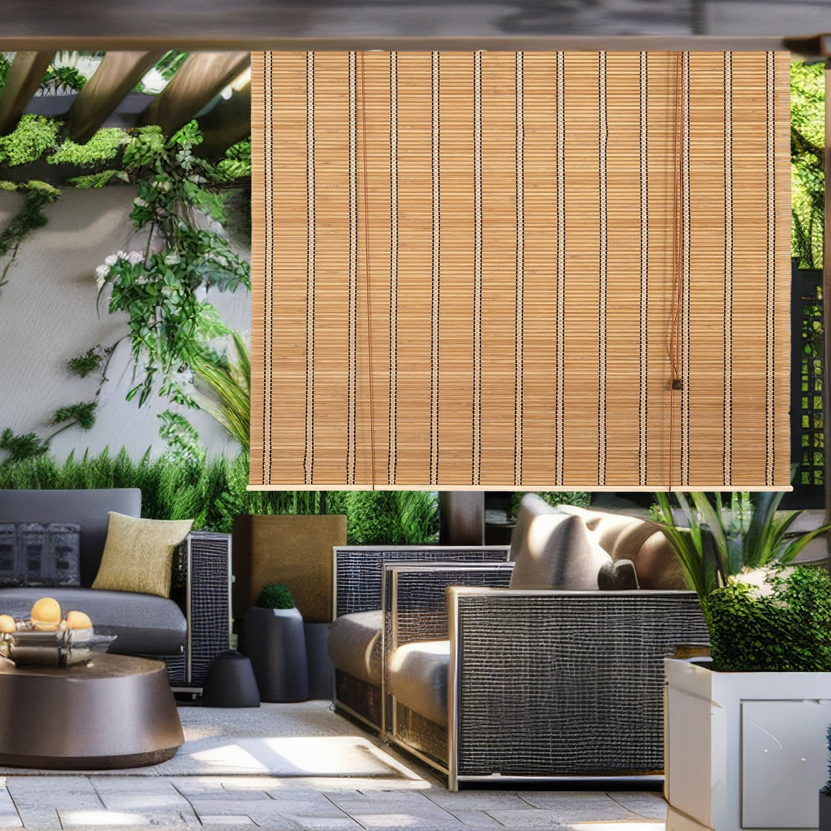 CSBWDLT Bamboo Blinds Roman Bamboo Curtains Roller Shades for Interior Windows,Roll Up Blinds Indoor Outdoor Patio 36" W x 72" H CSBWDLT